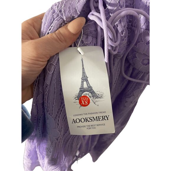 NWT Amazon Open Back Corset Lace Women's Cross Halter Lilac Dress - Picture 6 of 9